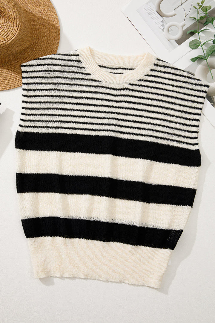 Striped O Neck Sweater Vest
