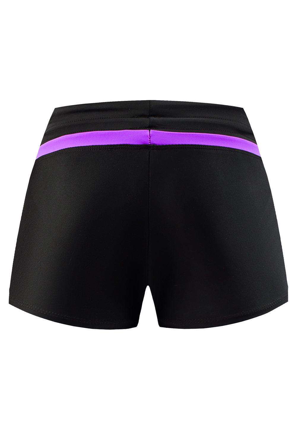 violet strap trim black women swim boardshort