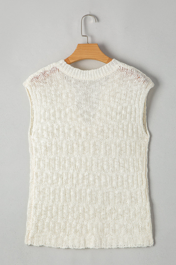 Notched V Neck Short Sleeve Sweater
