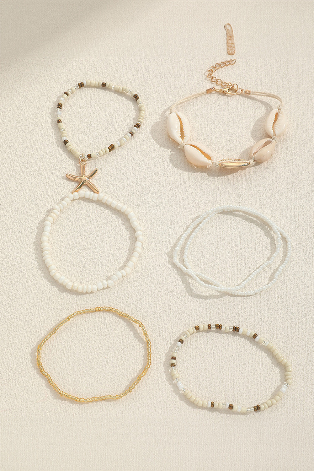 Lot de 7 bracelets de perles bohèmes en coquillage et étoile de mer
