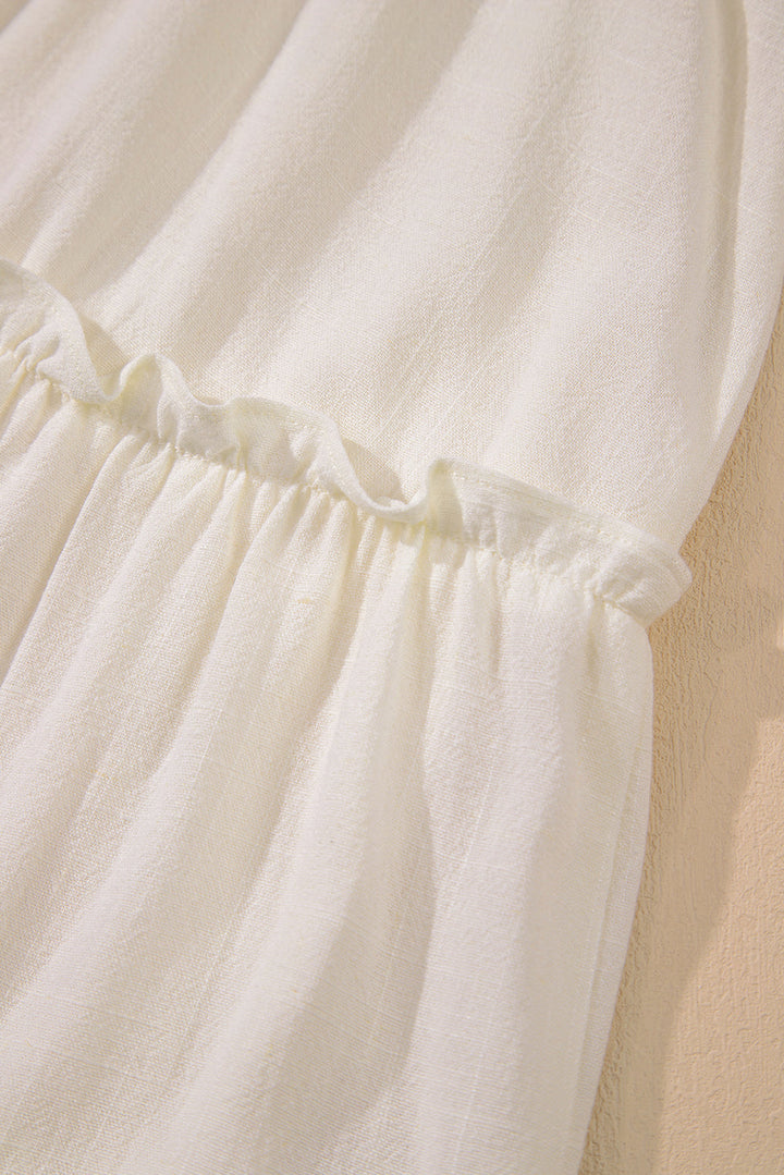 solid color tied straps ruffle tiered mini dress