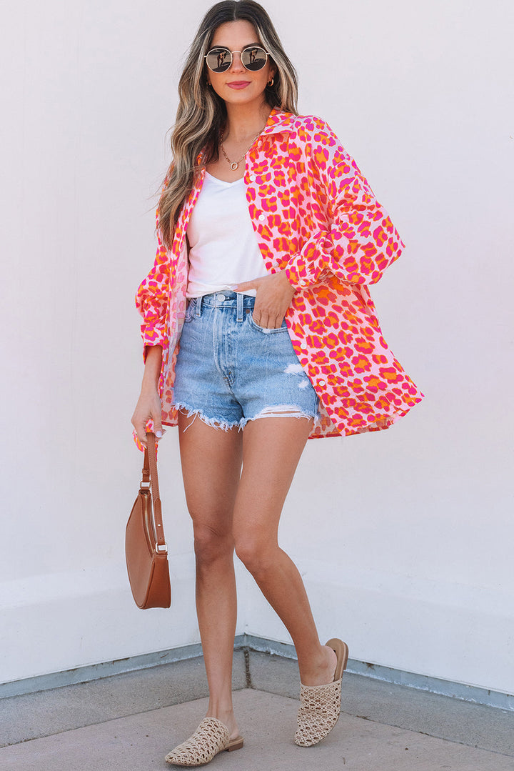 Leopard Printed Button Up Loose Shirt