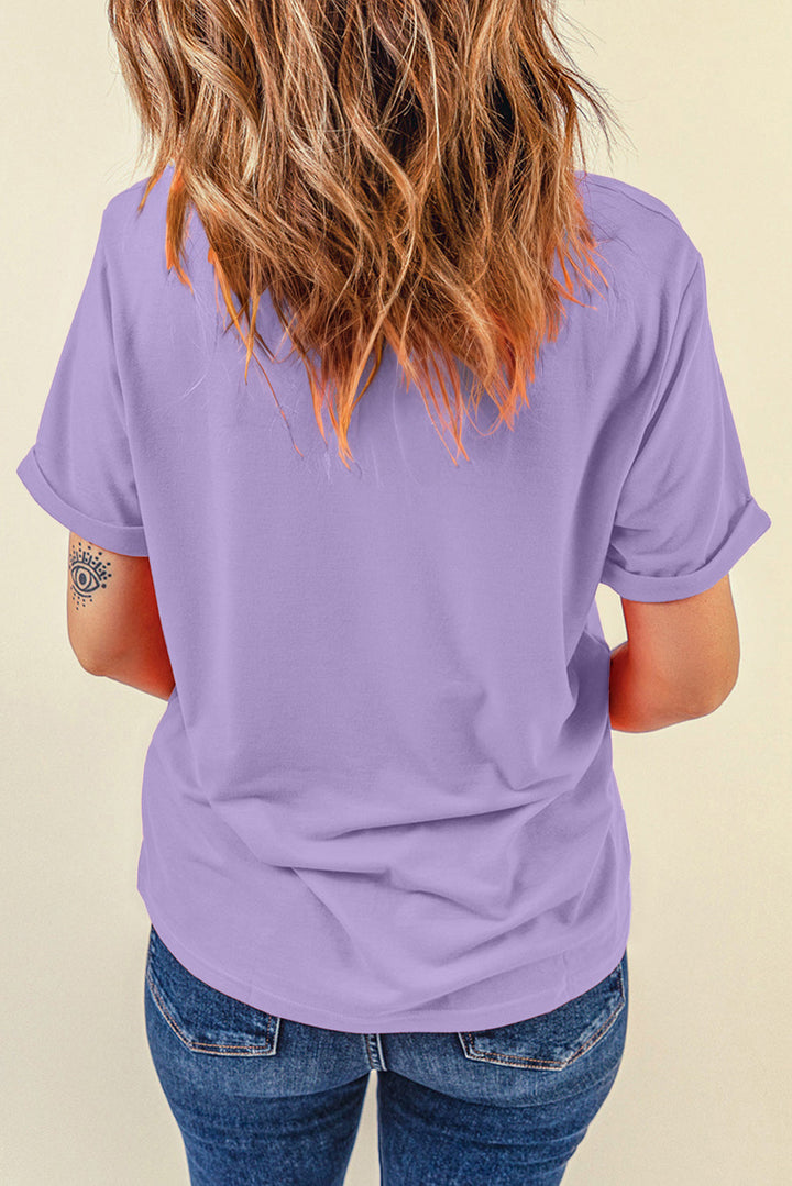 Casual Plain Crew Neck Tee