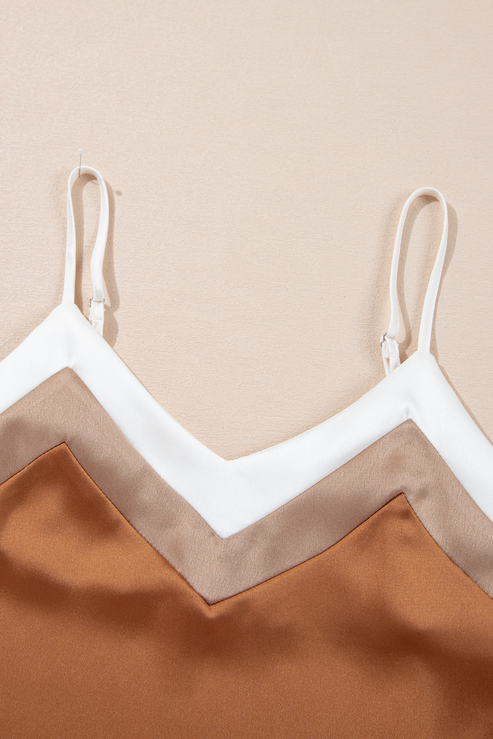 chevron color block spaghetti straps tank top