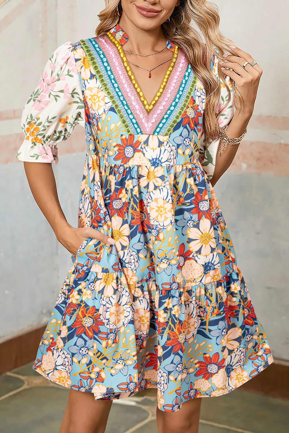 crochet patchwork mini dress Daisy Street 70s open knit crochet patchwork mini dress in multi