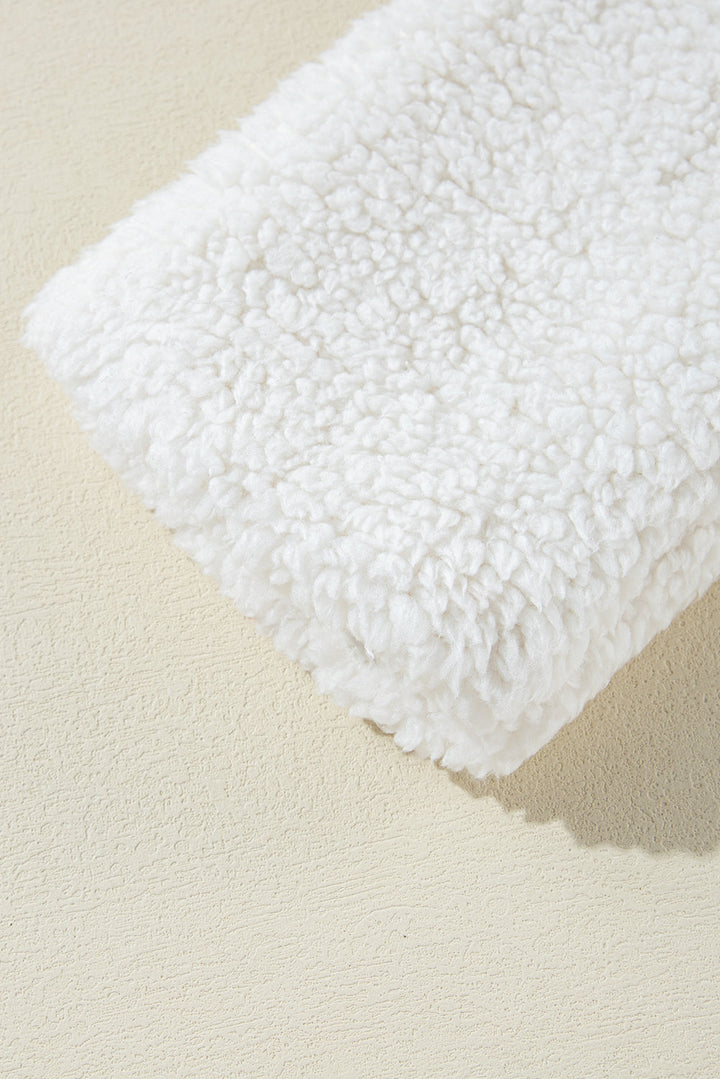 Faux Fur Button Pocketed Lapel Collar Jacket