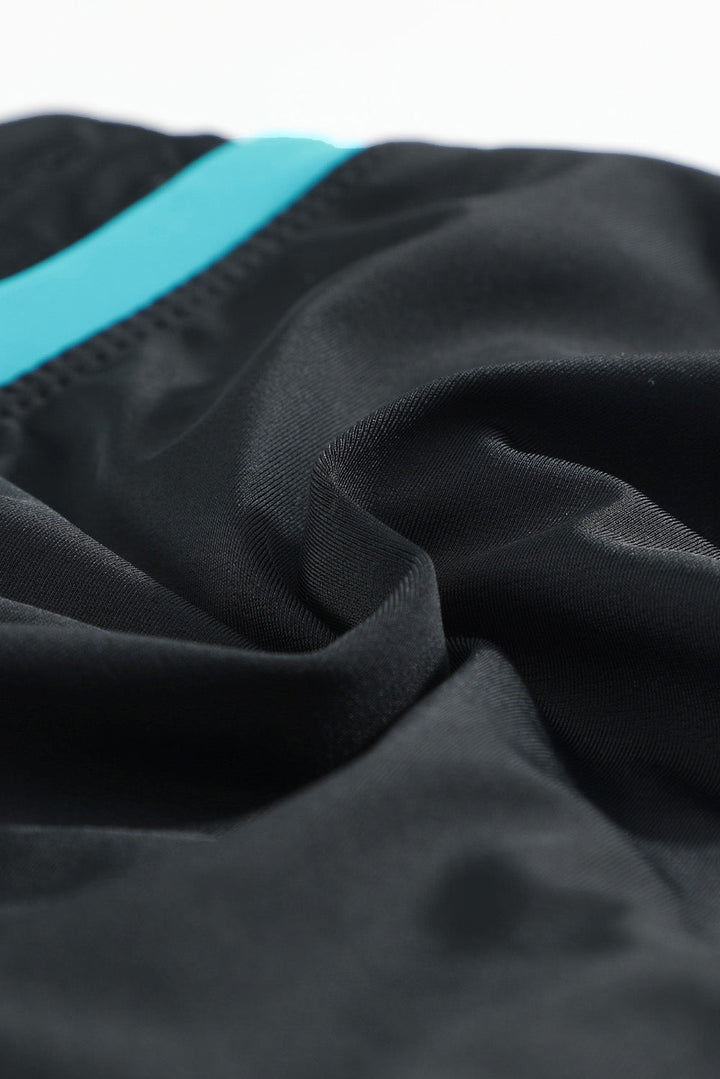 blue trim black women swim boardshort