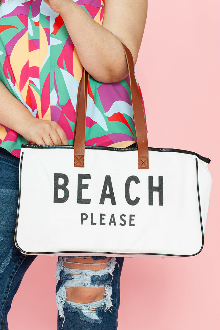 Große Canvas-Tragetasche mit „BEACH PLEASE“-Aufdruck