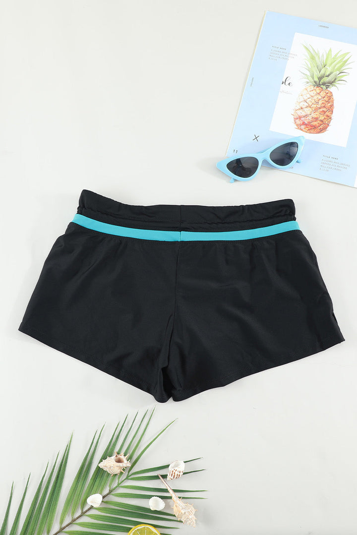 blue trim black women swim boardshort