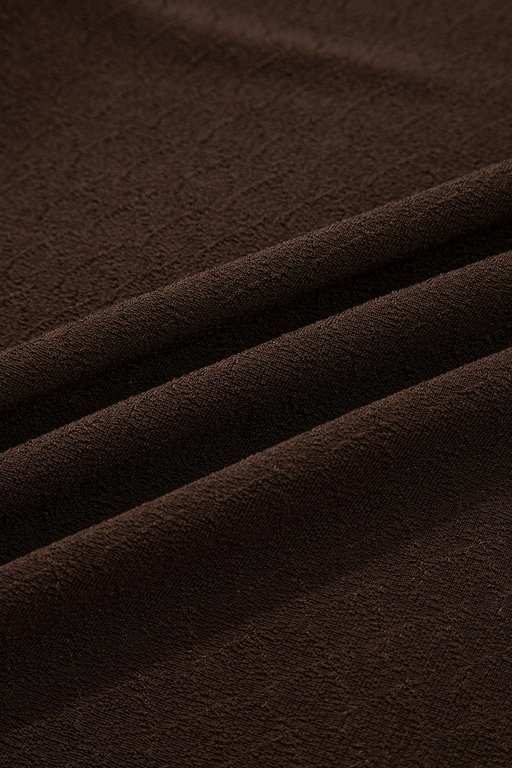 Langärmliges Jacquard-Oberteil mit Zimt-Salat-Besatz und unversäuberten Nähten