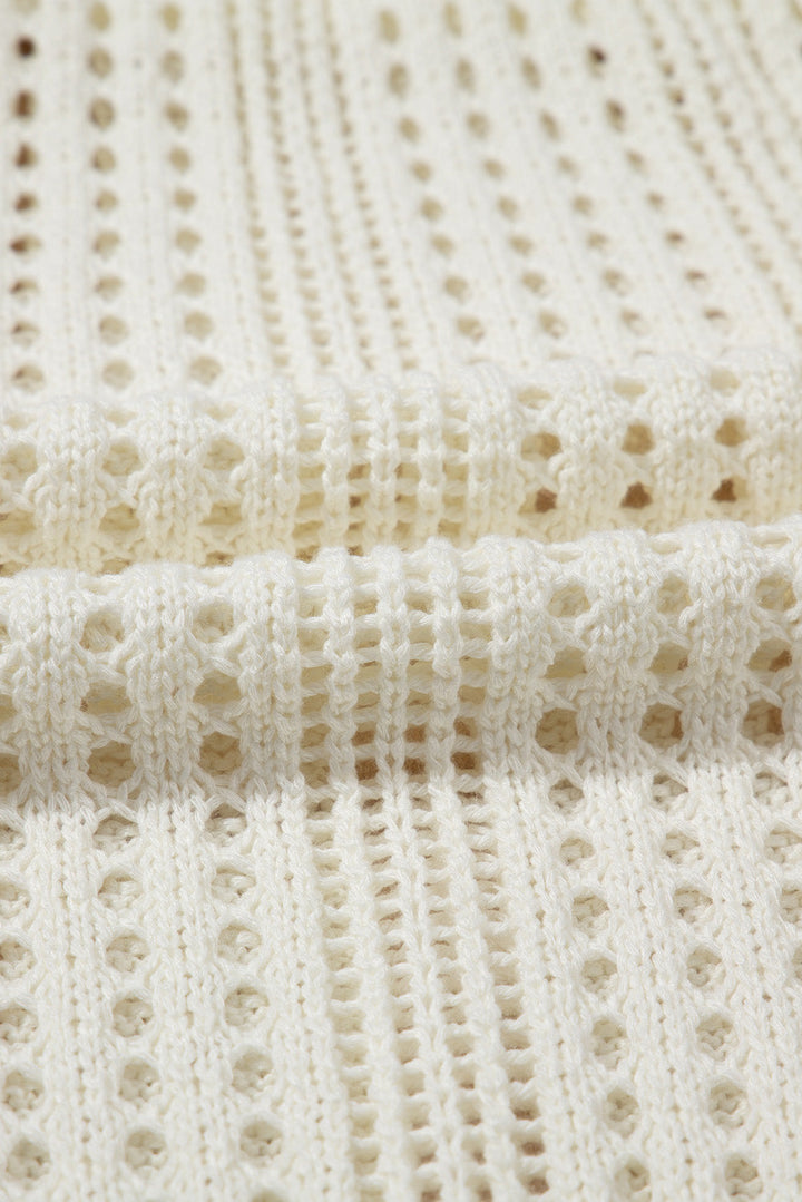 open knit drawstring waist beach dress