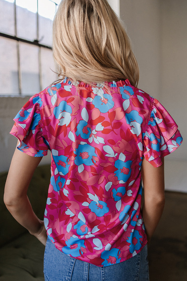 Ruffled Sleeve Floral Blouse