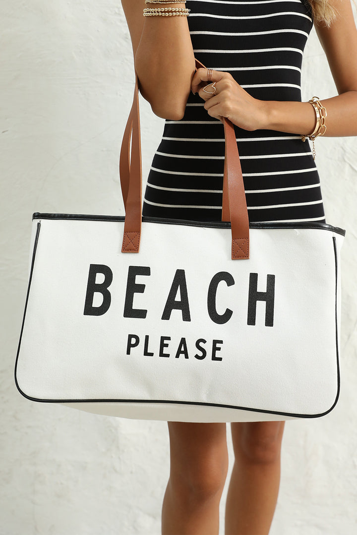 Große Canvas-Tragetasche mit „BEACH PLEASE“-Aufdruck