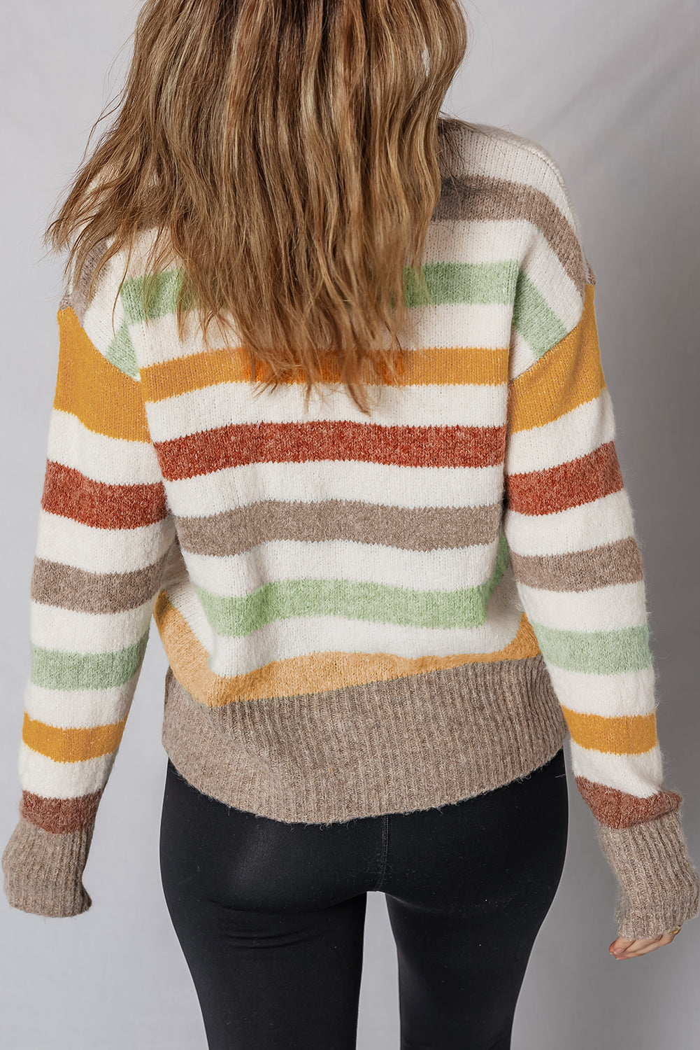 Stripe Drop Shoulder Crew Neck Sweater