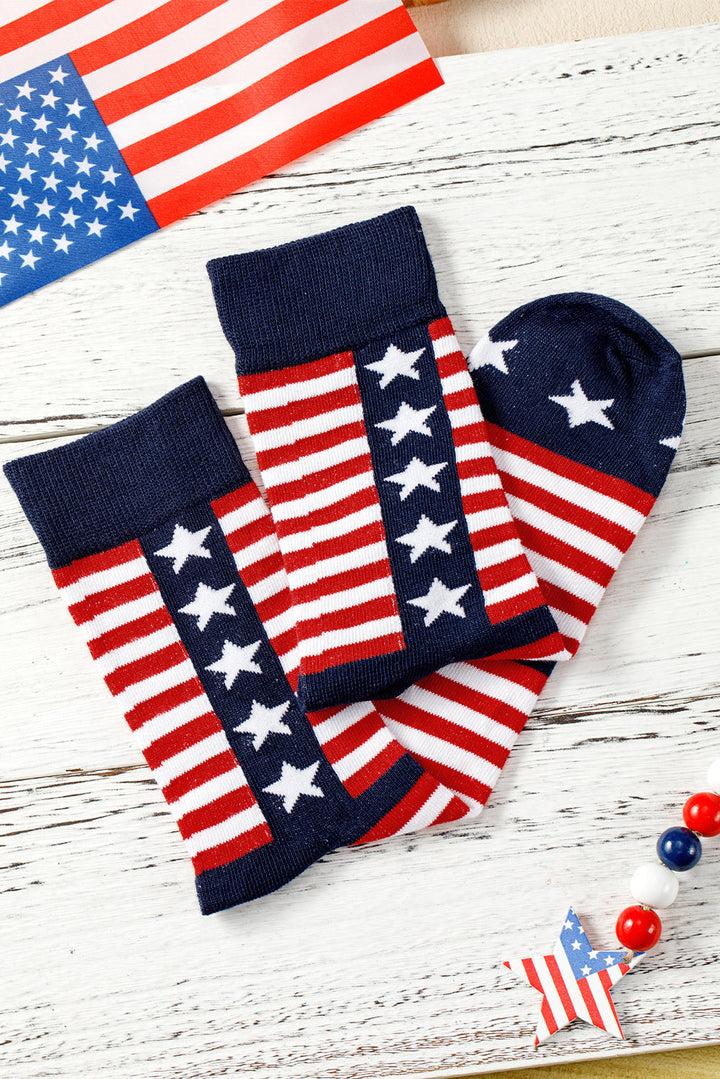 Crew-Socken mit Streifen und Sternen im amerikanischen Stil