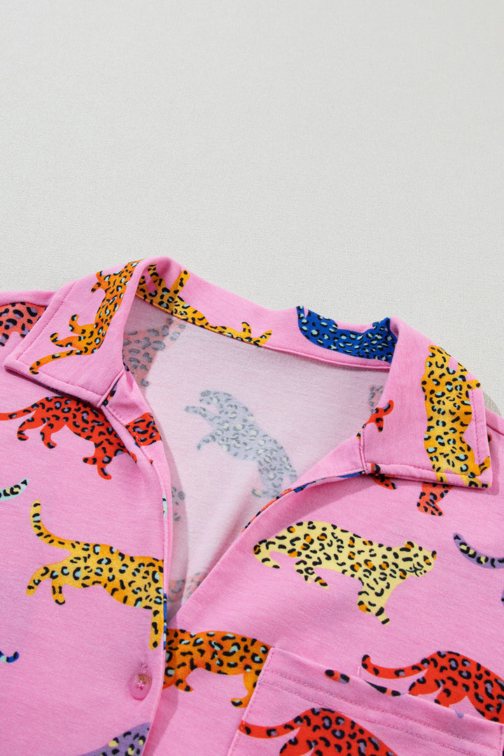cheetah print shirt and pants pajama set