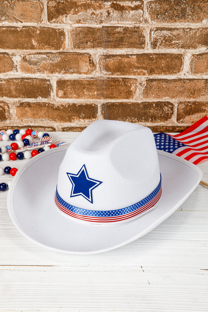 Cowboyhut mit breiter Krempe und amerikanischem Flaggenmotiv