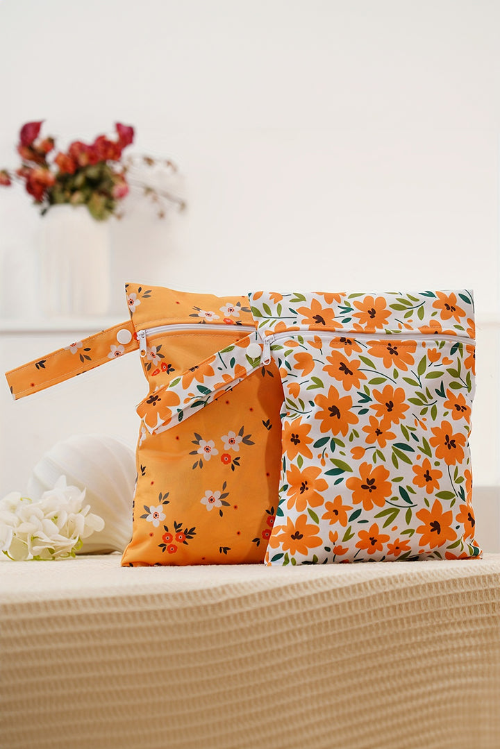 2 Stücke Canvas Tasche mit Blumenmuster und Reißverschluss