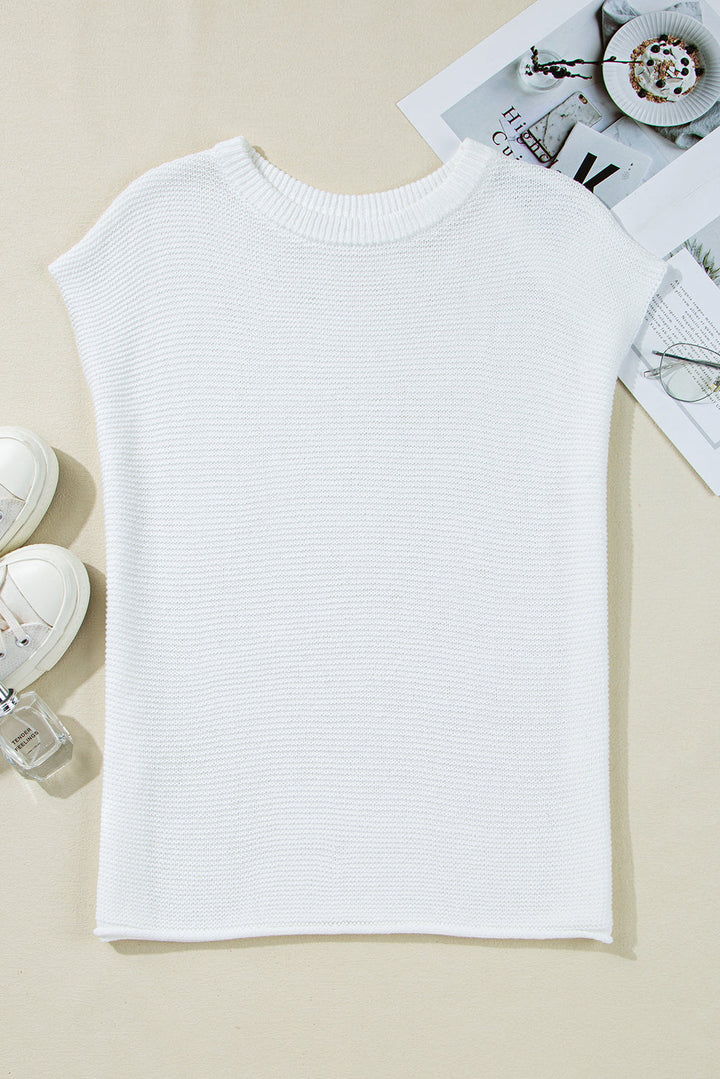 Solid Color Sweater Tee with Side Slits