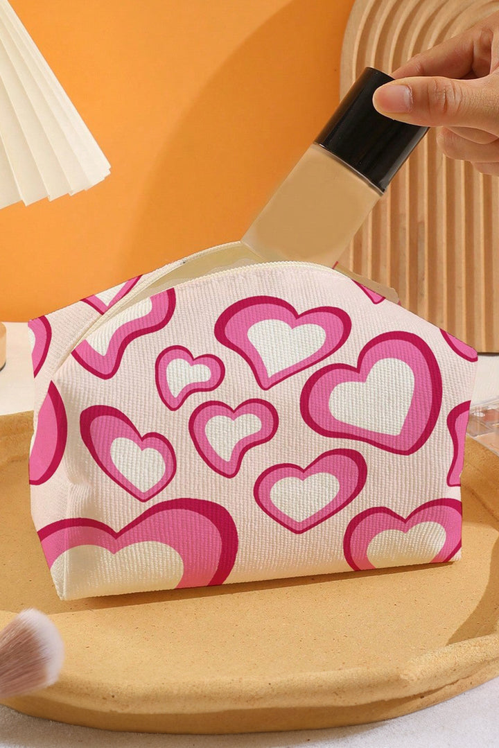 Trousse de maquillage en toile imprimée cœur pour la Saint-Valentin