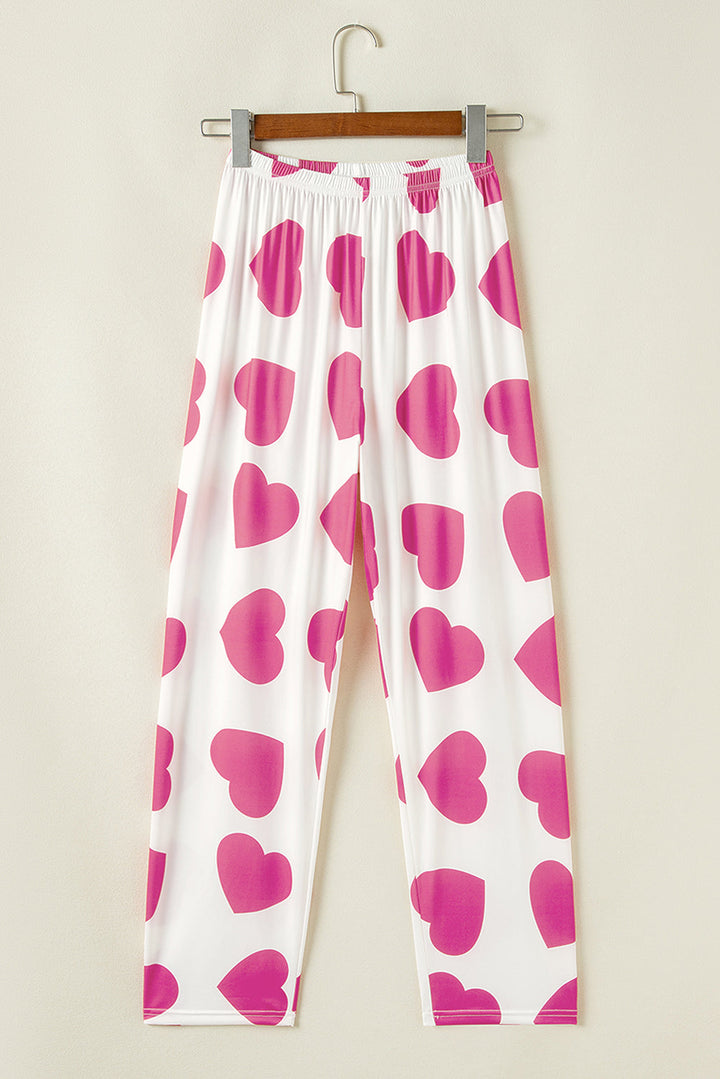 ruffled tank top and heart print pants lounge set
