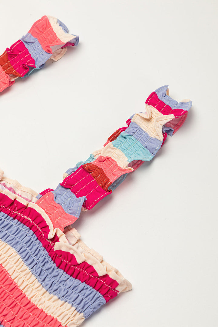 Ruffled Straps Smocked Tiered Long Dress