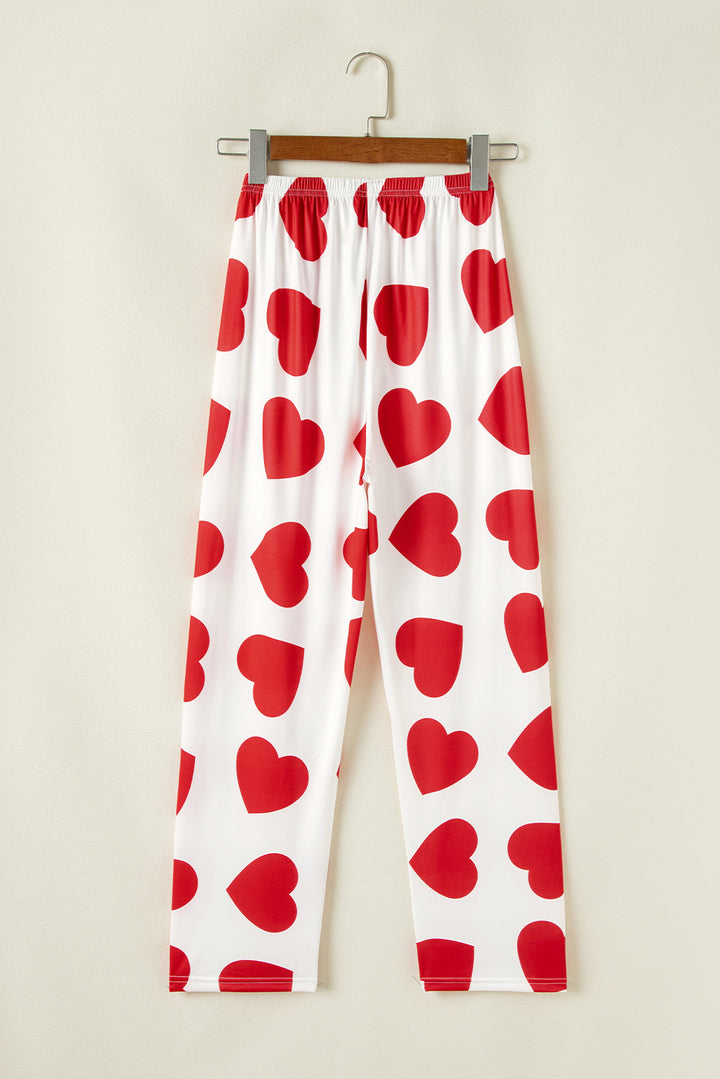ruffled tank top and heart print pants lounge set 1