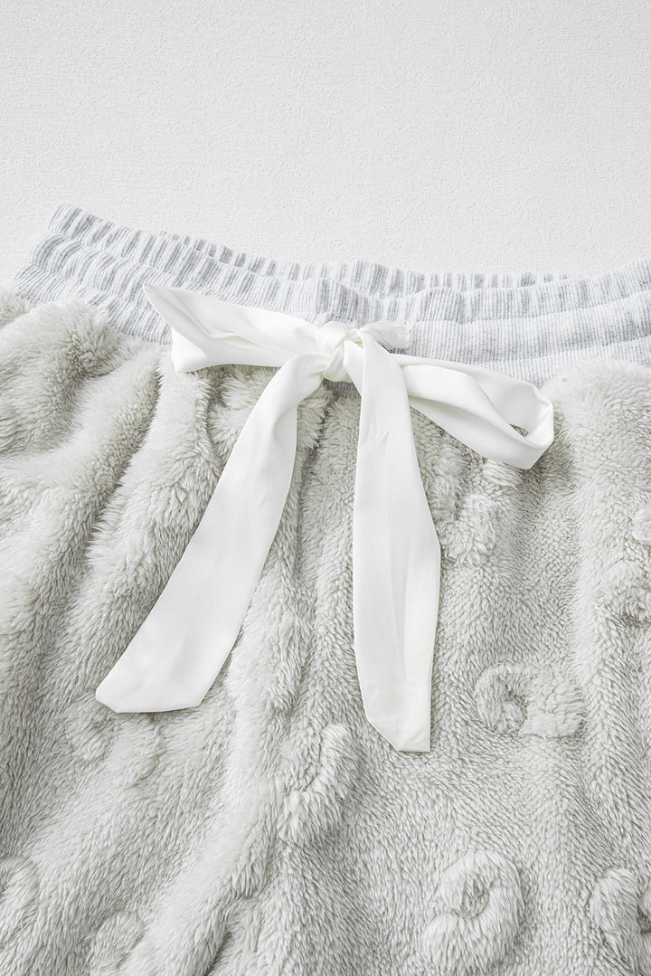 leopard textured loose fit fleece lounge set