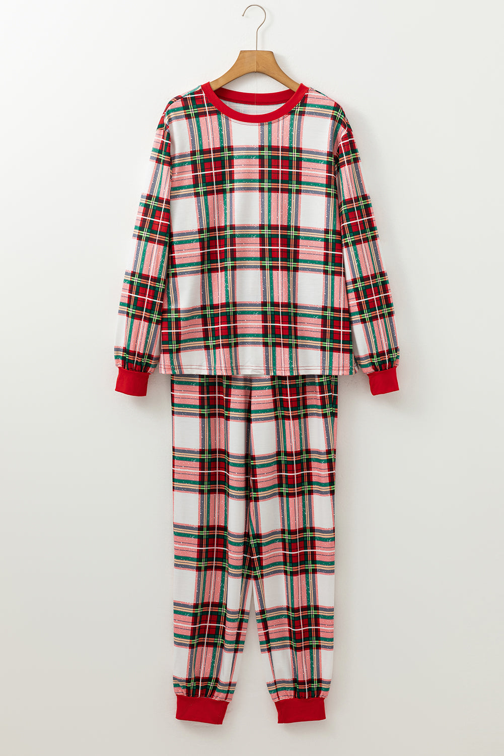 christmas plaid allover top and pants lounge set