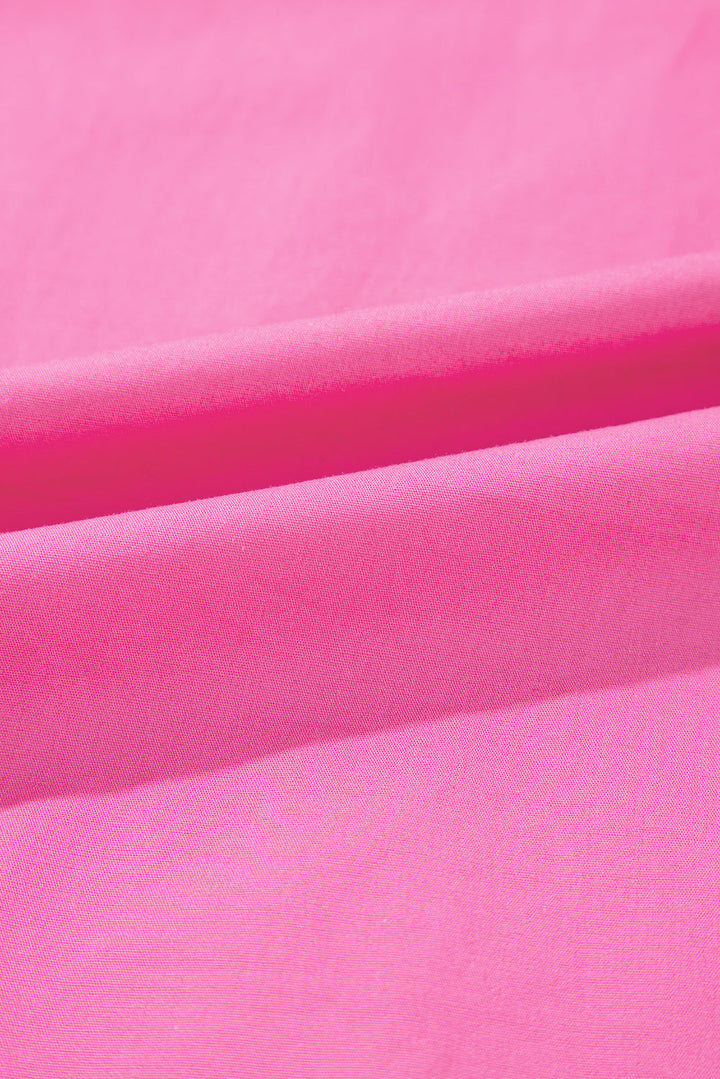 Shirred Yoke Lace up V Neck Ruffled Sleeve Blouse