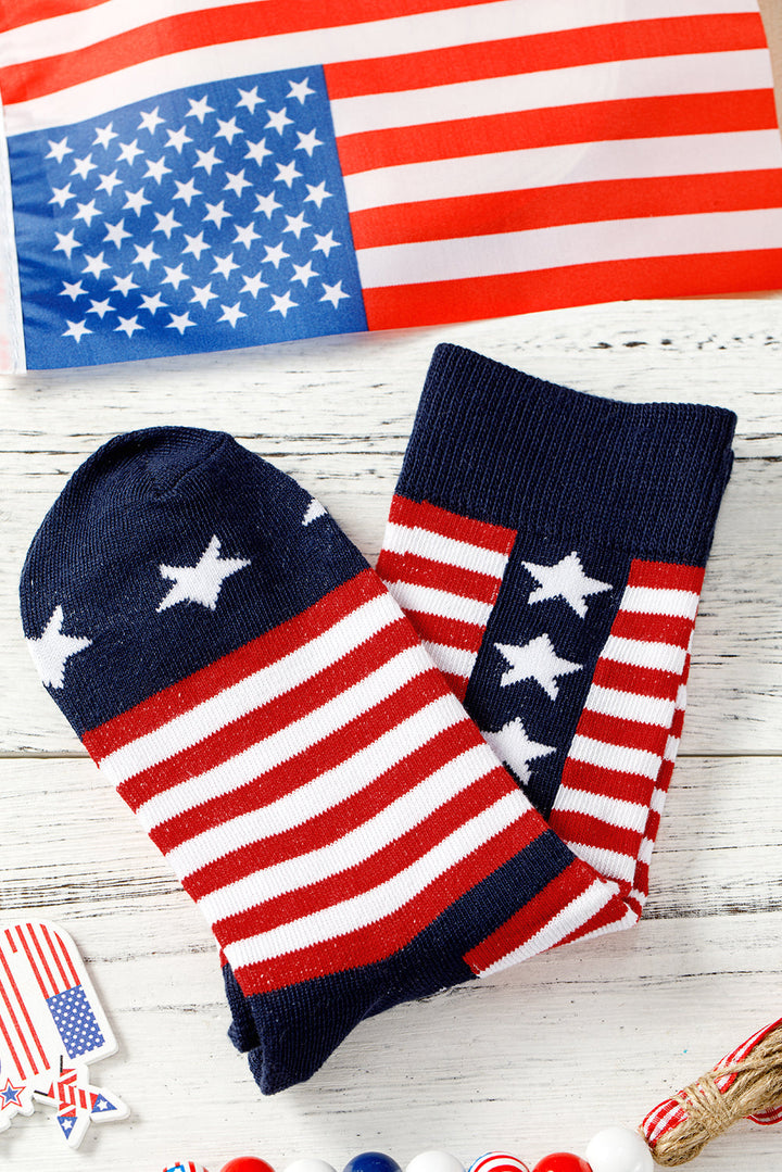 Crew-Socken mit Streifen und Sternen im amerikanischen Stil