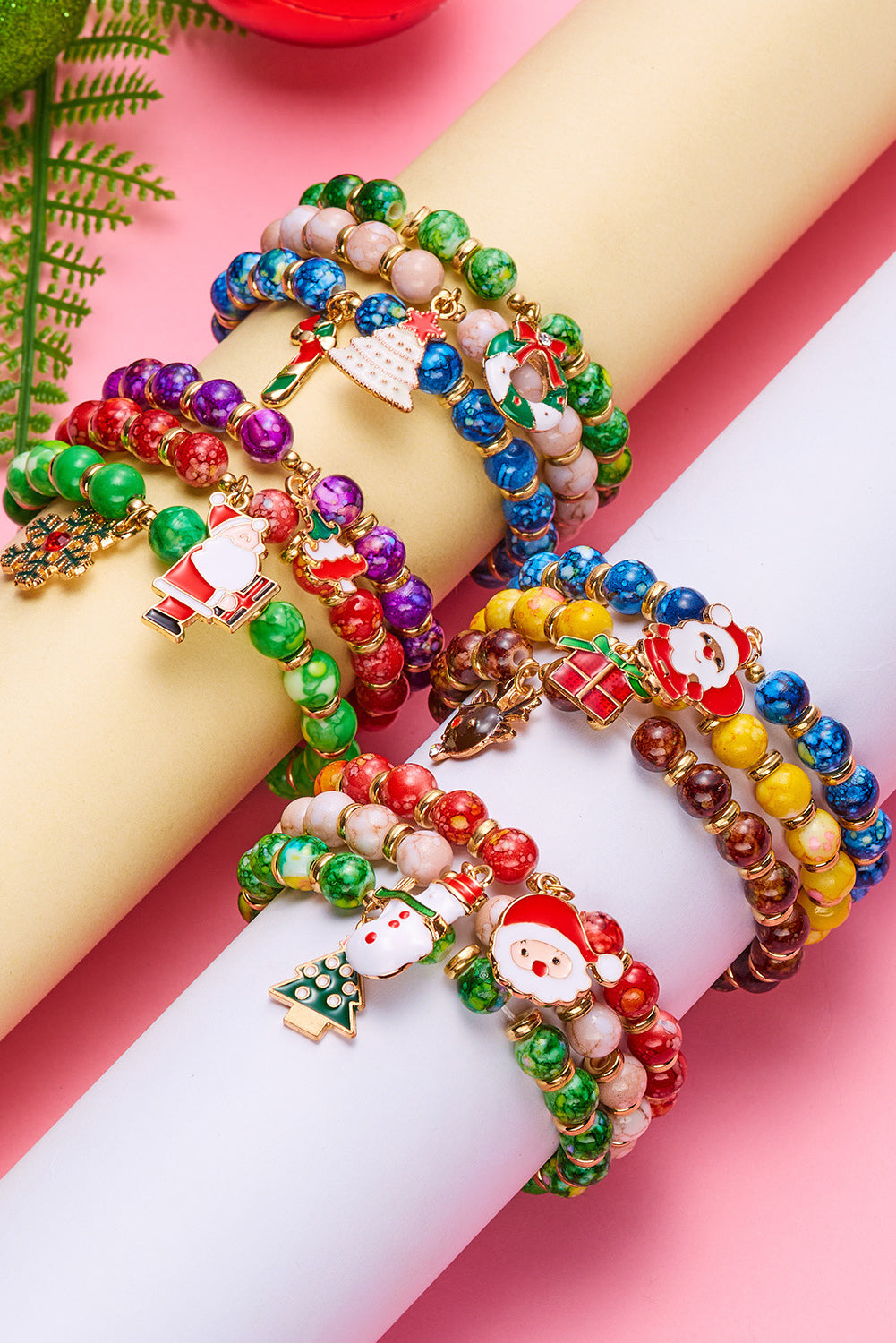 3er-Pack Weihnachtsperlenarmbänder