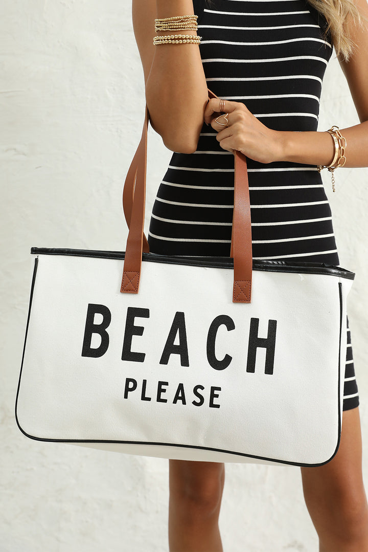 Große Canvas-Tragetasche mit „BEACH PLEASE“-Aufdruck