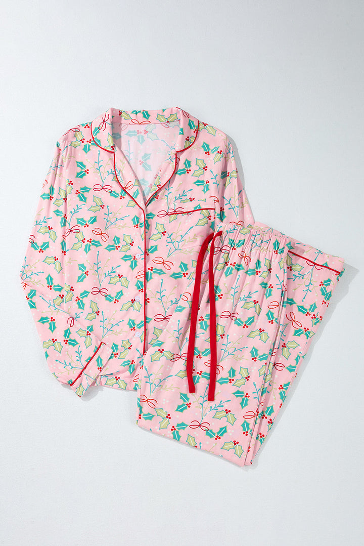 floral christmas pajamas set