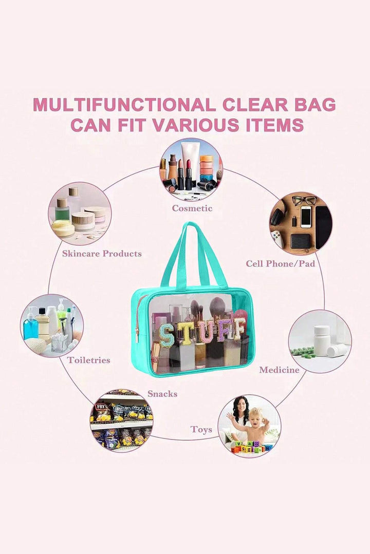 Trousse de maquillage transparente en chenille pailletée STUFF