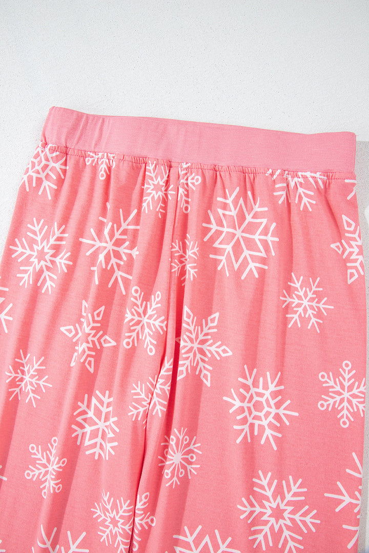 christmas snowflake print two piece loungewear
