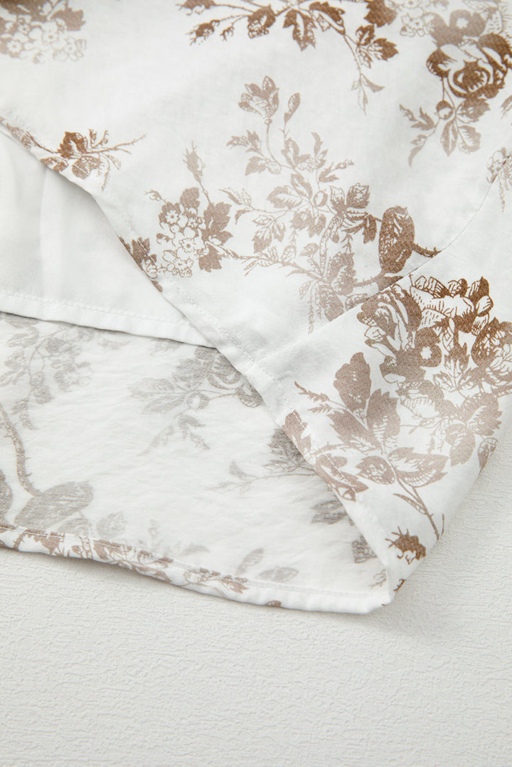 floral puff sleeve v neck buttoned front maxi dress