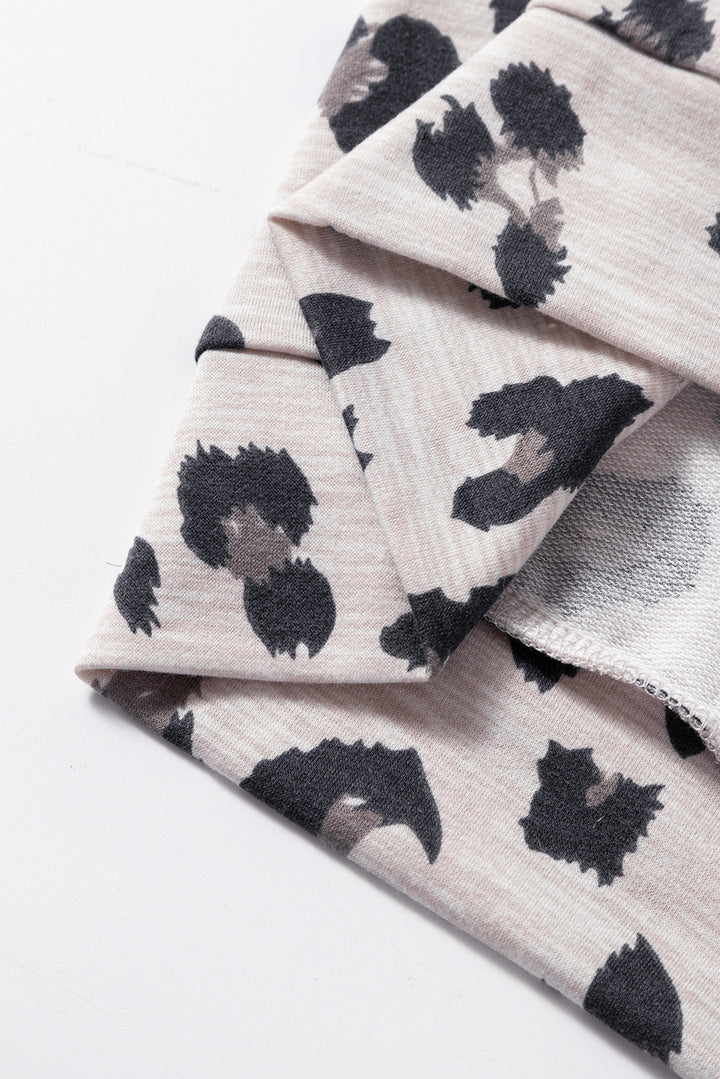 leopard print drawstring hoodie and skinny pants lounge set