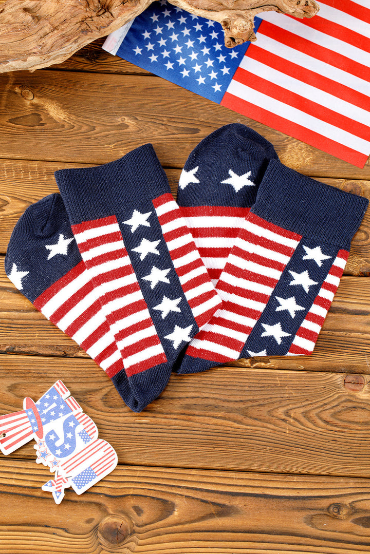 Crew-Socken mit Streifen und Sternen im amerikanischen Stil