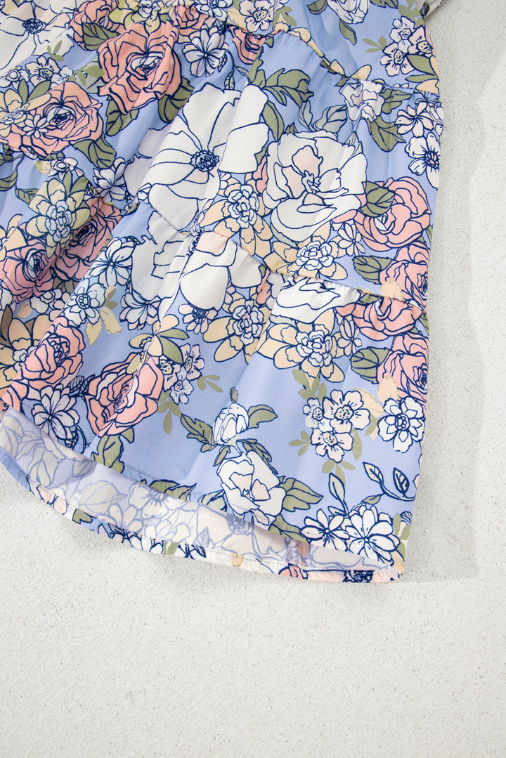 floral tiered patchwork spaghetti strap vacation dress