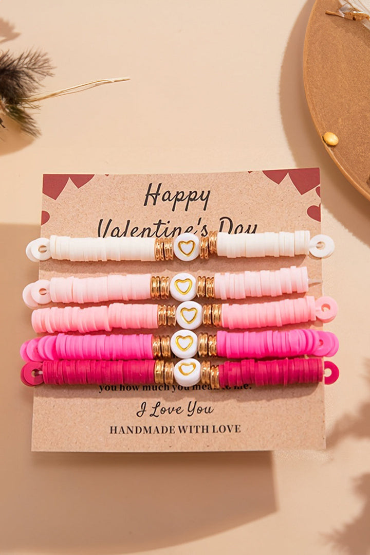 5-teiliges Valentinstag-Herz-Perlenarmband