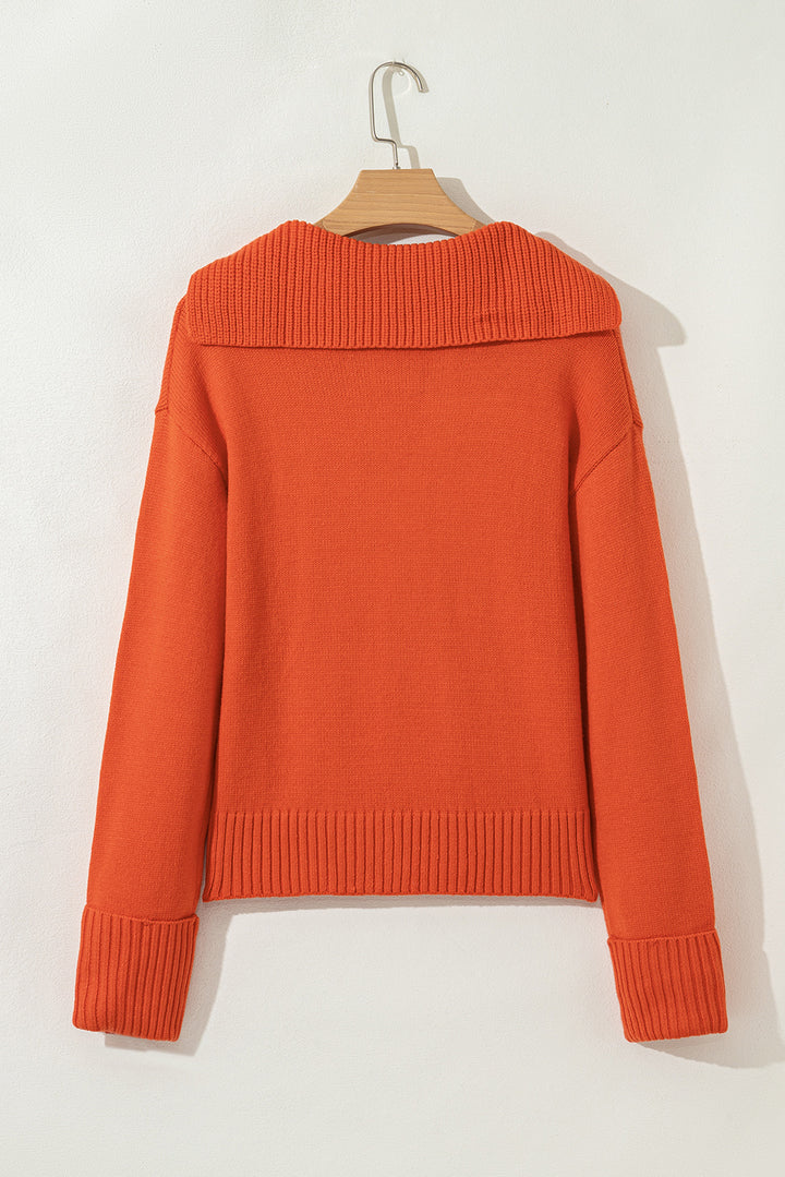 Collared V Neck Ribbed Edge Sexy Elegant Sweater