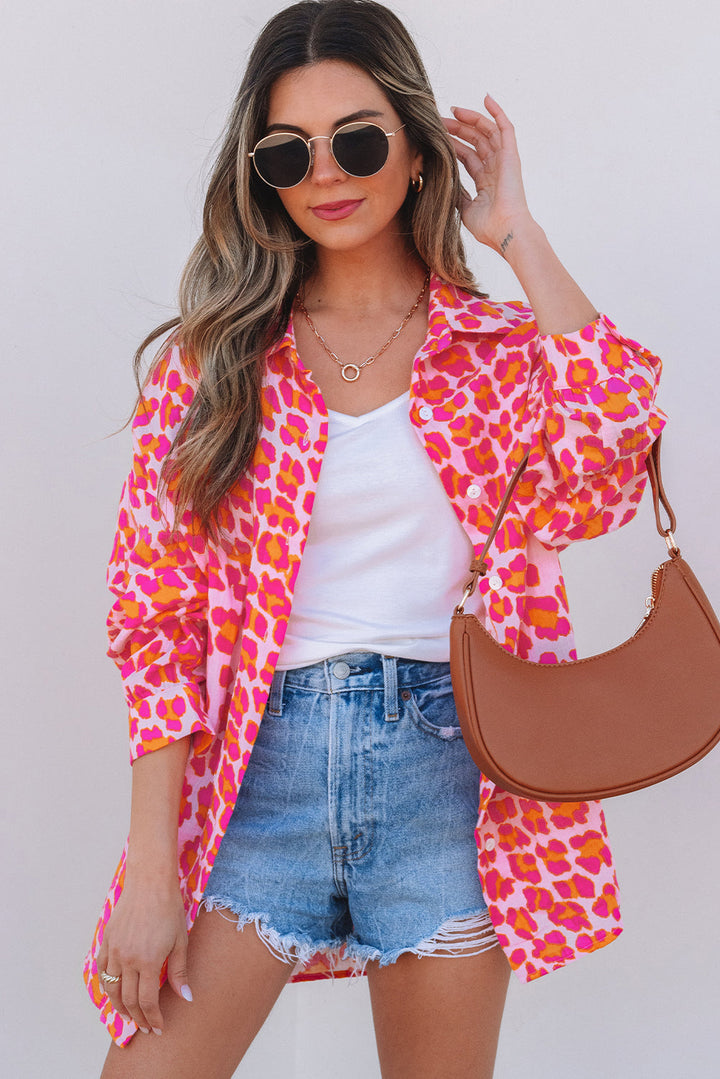 Leopard Printed Button Up Loose Shirt