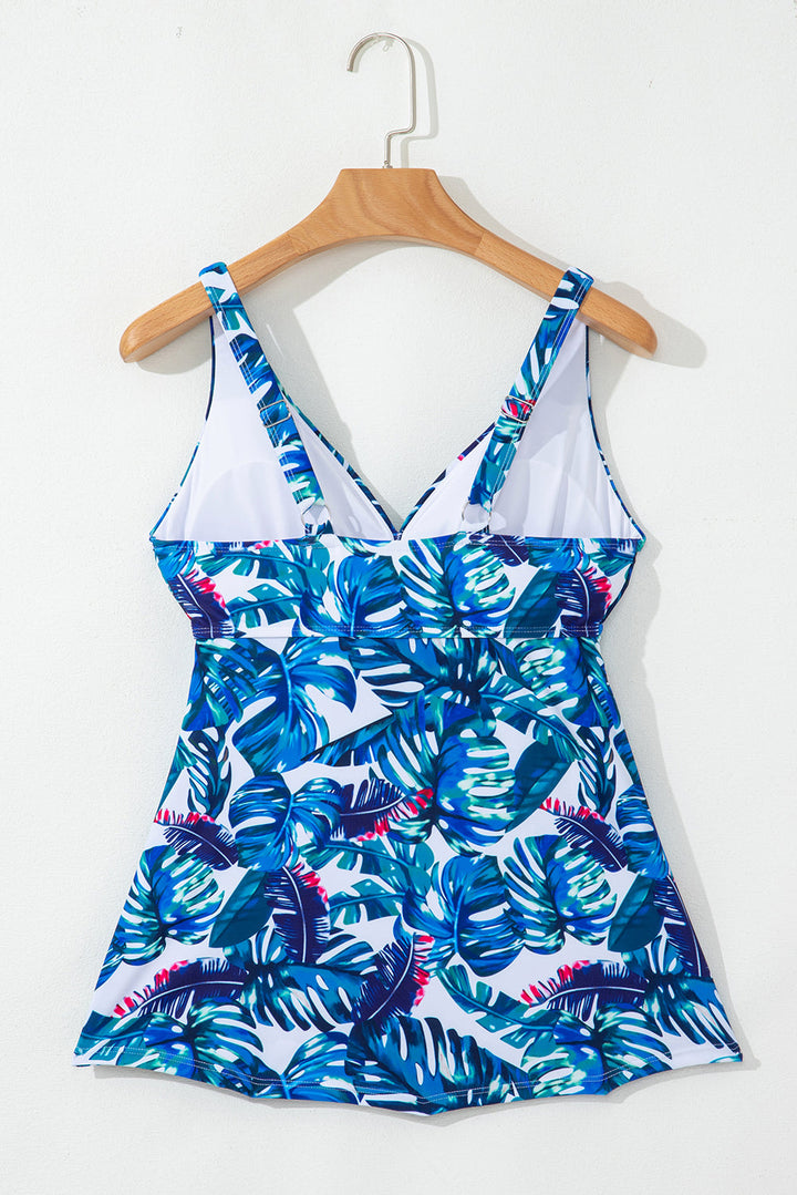 floral print padded v neck tankini top