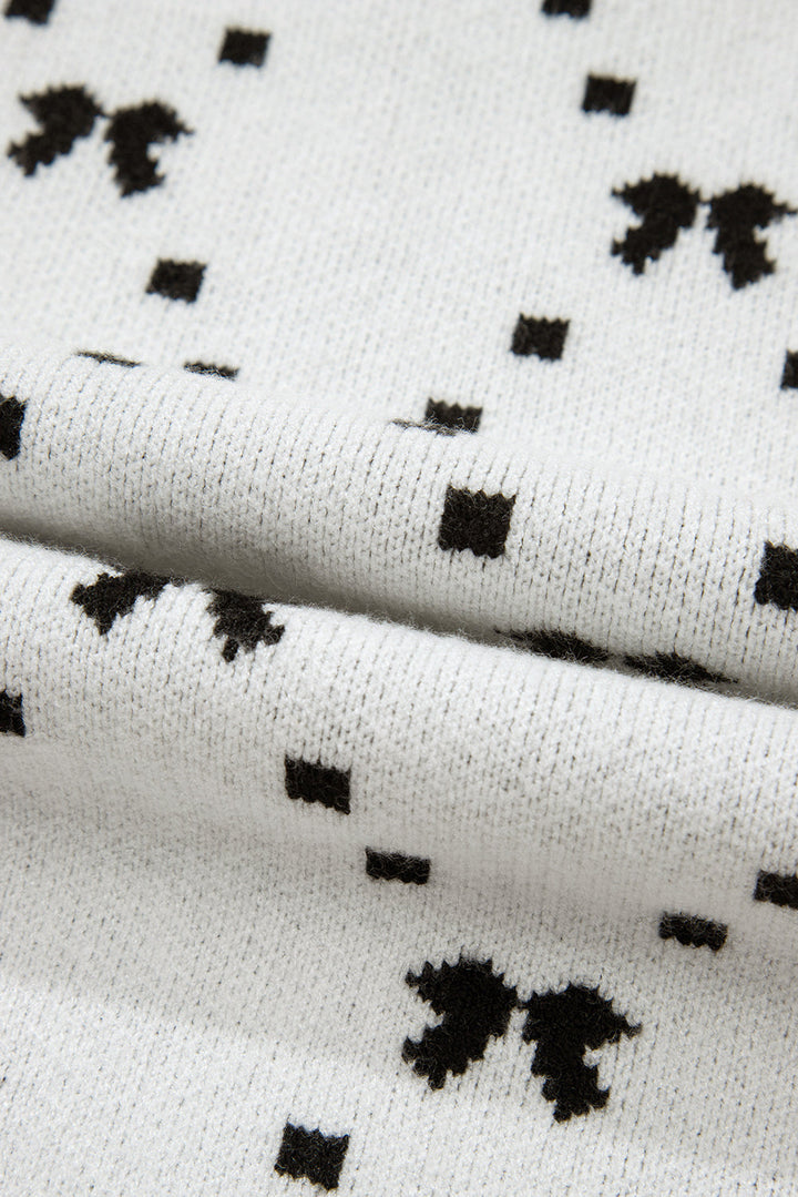 Bow Pattern Buttoned Side Cropped Sweater Vest