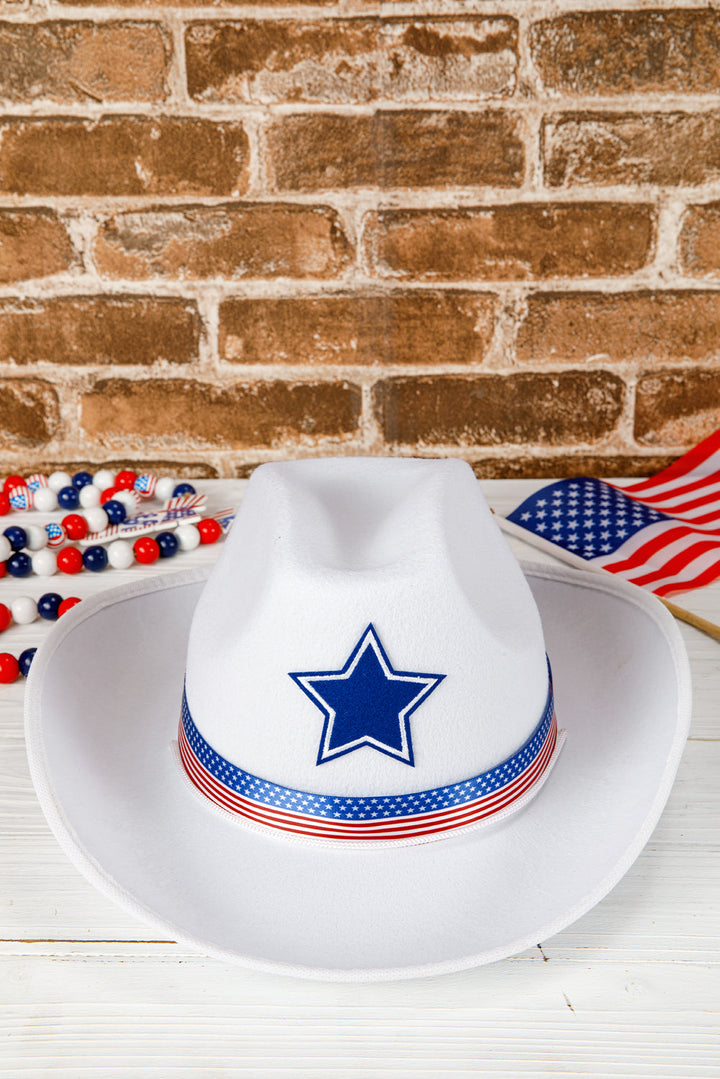 Cowboyhut mit breiter Krempe und amerikanischem Flaggenmotiv