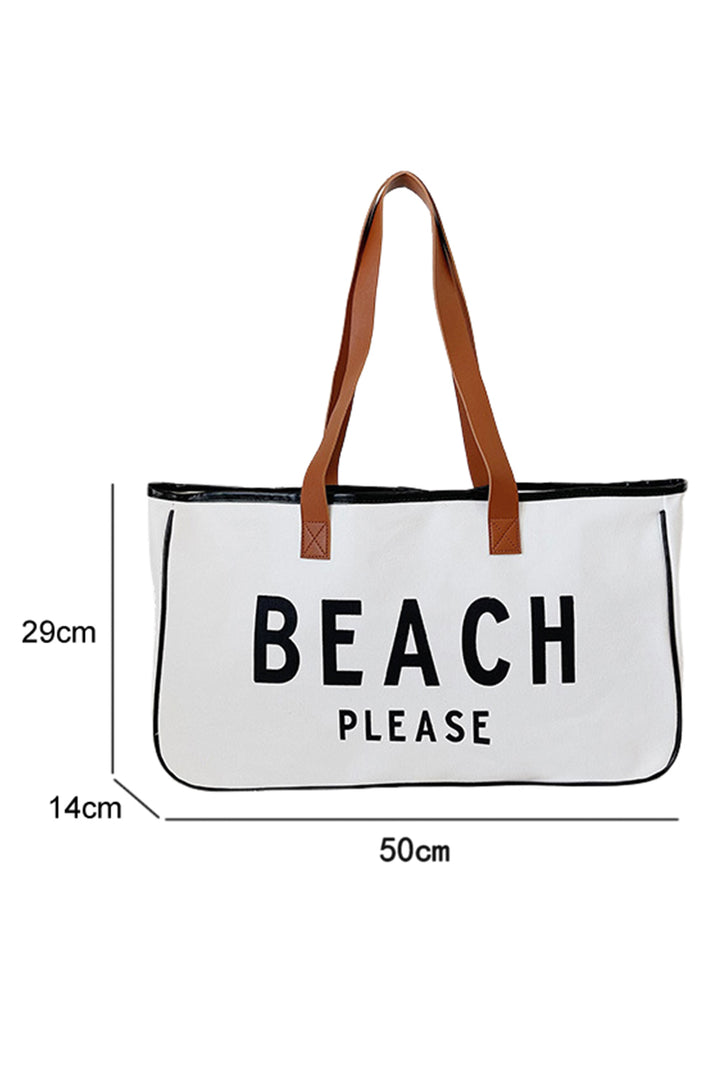 Große Canvas-Tragetasche mit „BEACH PLEASE“-Aufdruck