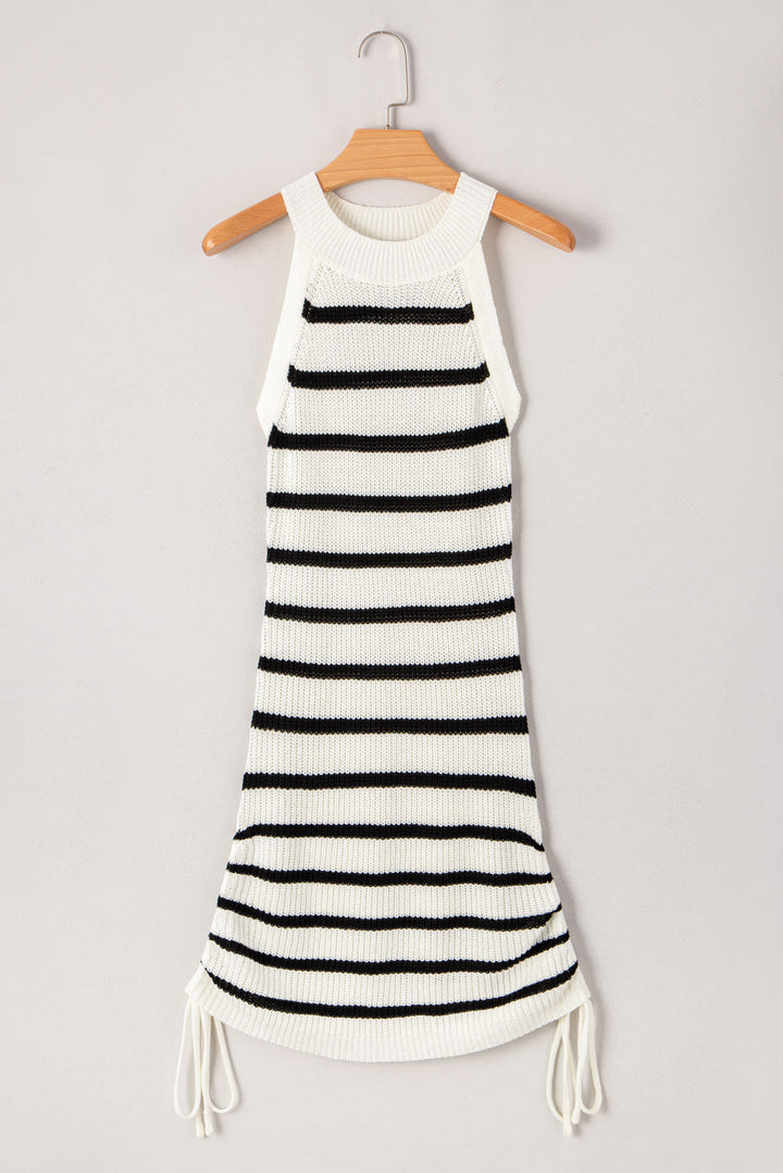 Knitted Drawstring Detail Sleeveless Dress