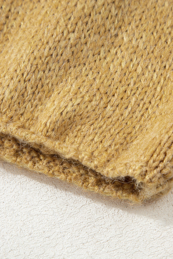 Lantern Sleeve Scallop V Neck Buttoned Front Cardigan