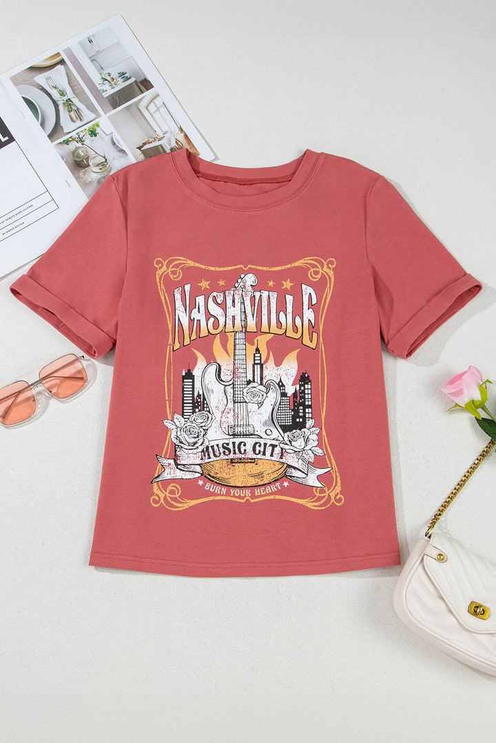 nashville music city graphic retro fashion tee